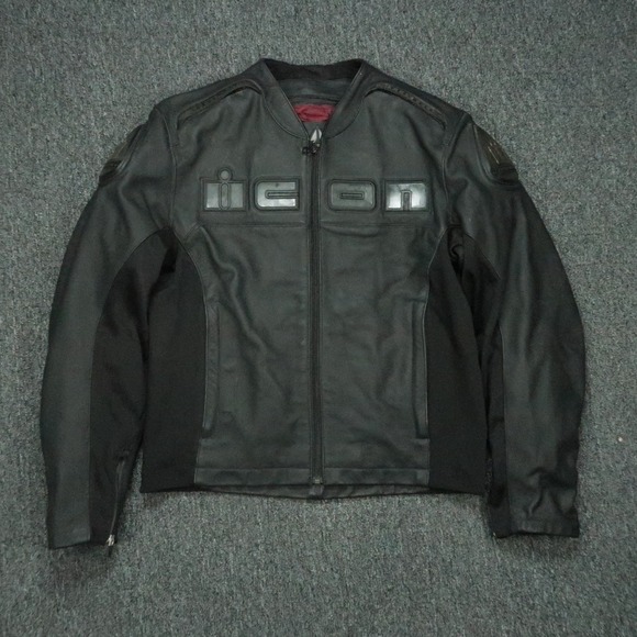 ICON Other - ICON Jacket Mens Large Black Leather Accelerant Moto Padded Quilt Lined Biker